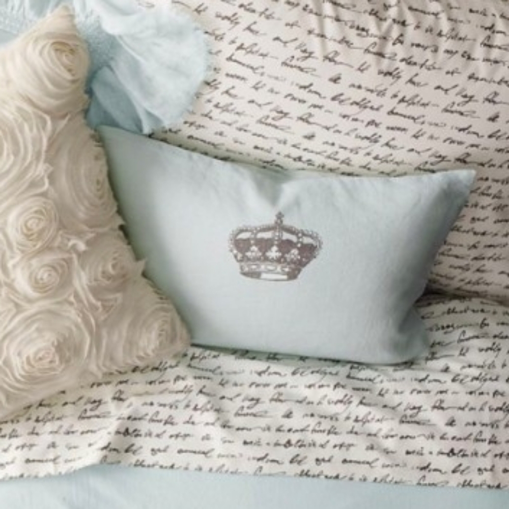 Restoration Hardware RH Kids Decorative Pillow With Crown Seafoam
